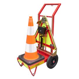 Carrello per il dispiegamento automatico di coni e triangoli di segnalazione Triflash